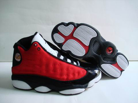 authentic air jordan 13 retro white black red shoes