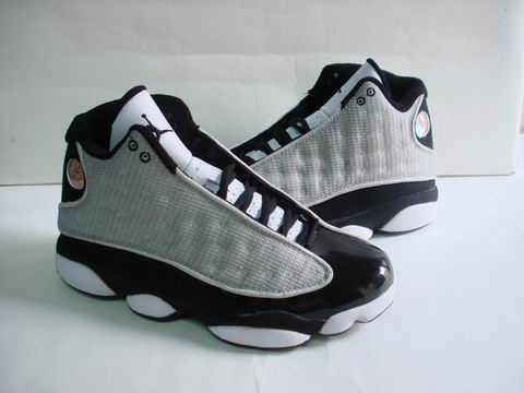 authentic air jordan 13 retro white lgrey black shoes - Click Image to Close