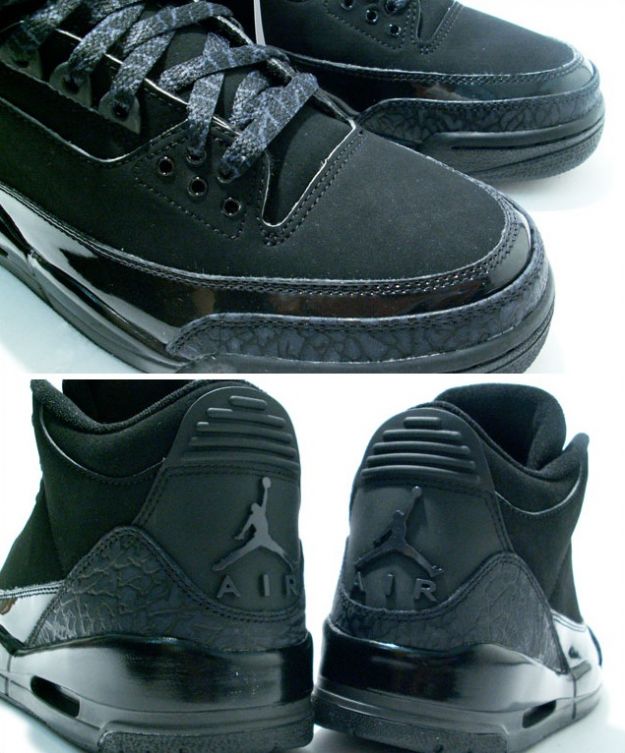 Claasic Air Jordan 3 Retro All Black Cat Charcoal Shoes - Click Image to Close