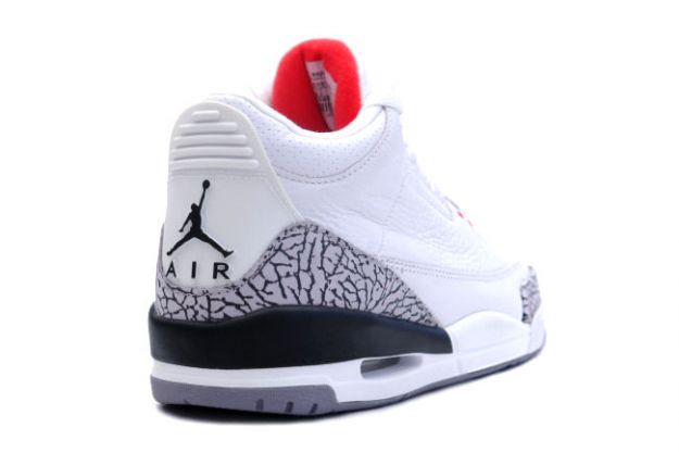 Classic Air Jordan 3 Retro White Cement Grey Fire Red Shoes - Click Image to Close