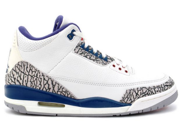 Classic Air Jordan 3 Retro White True Blue Cement Shoes - Click Image to Close