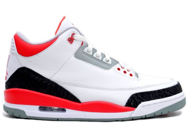 Classic Air Jordan 3 White Fire Red Cement Grey Shoes