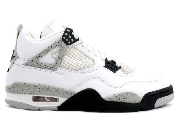 classic air jordan 4 retro 1999 white black cement shoes - Click Image to Close