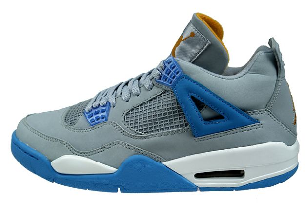 classic air jordan 4 retro mist blue university blue gold leaf white shoes