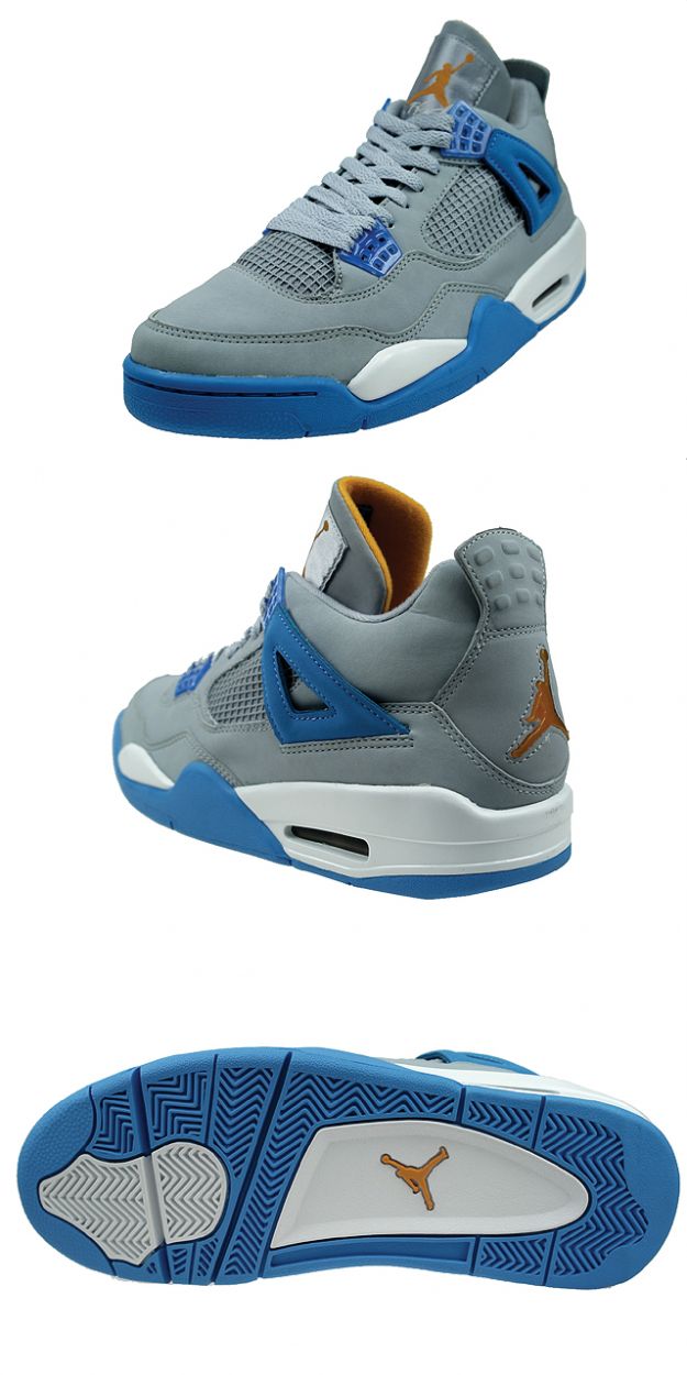 classic air jordan 4 retro mist blue university blue gold leaf white shoes