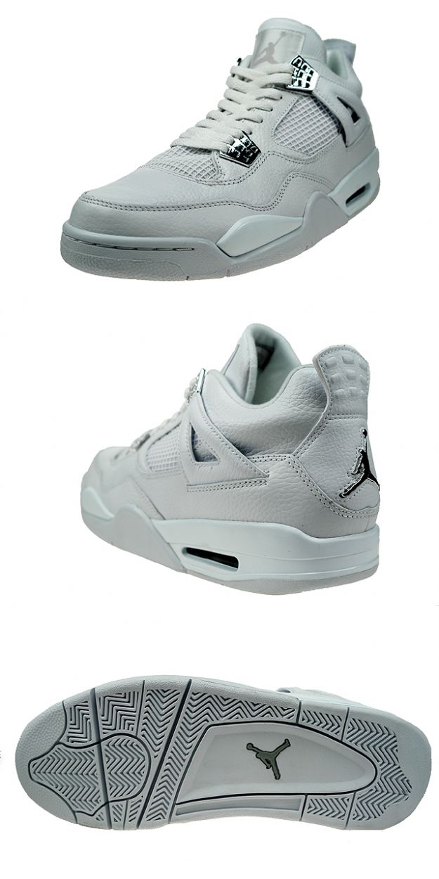 classic air jordan 4 retro pure money white metallic silver shoes