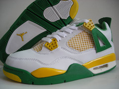 classic air jordan 4 retro white green yellow shoes