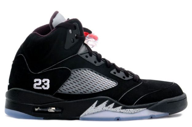 classic original air jordan 5 retro black metallic silver shoes