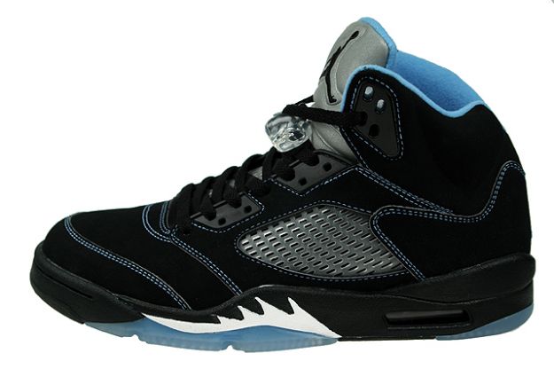 classic original air jordan 5 retro black university blue white shoes