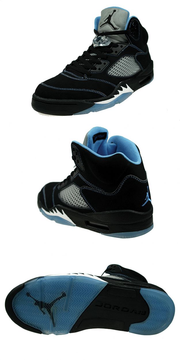 classic original air jordan 5 retro black university blue white shoes - Click Image to Close