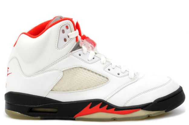 classic original air jordan 5 retro fire red white black fire red shoes