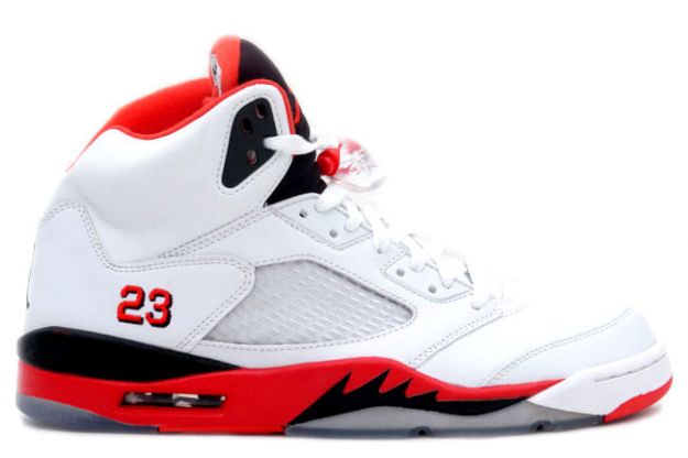 classic original air jordan 5 retro fire red white fire red black shoes - Click Image to Close