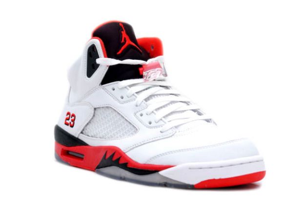 classic original air jordan 5 retro fire red white fire red black shoes - Click Image to Close