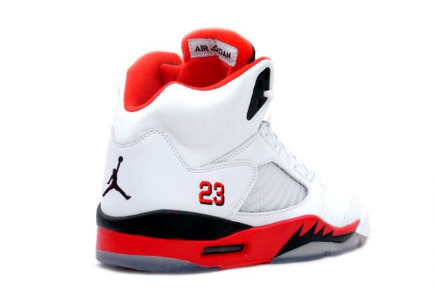 classic original air jordan 5 retro fire red white fire red black shoes - Click Image to Close