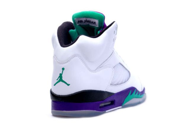 classic original air jordan 5 retro white grape ice new emerald shoes