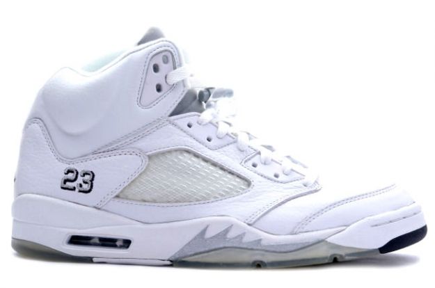 classic original air jordan 5 retro white metallic silver black shoes - Click Image to Close