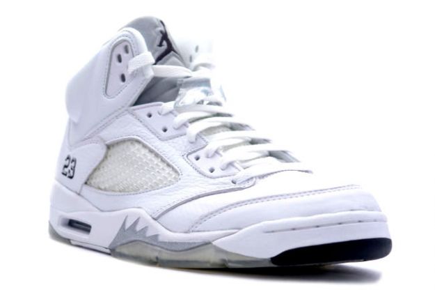 classic original air jordan 5 retro white metallic silver black shoes - Click Image to Close