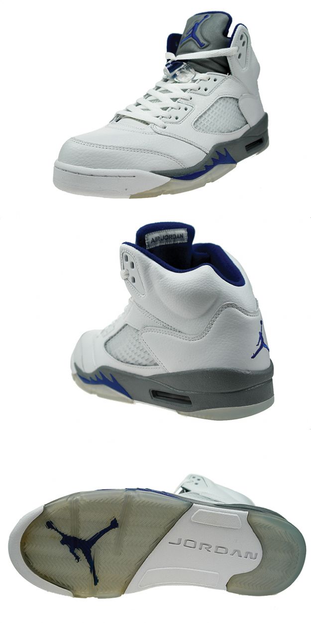 classic original air jordan 5 retro white sport royal stealth shoes - Click Image to Close