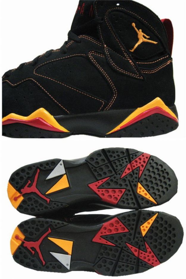 classic and popular air jordan 7 retro black citrus varsity red shoes - Click Image to Close