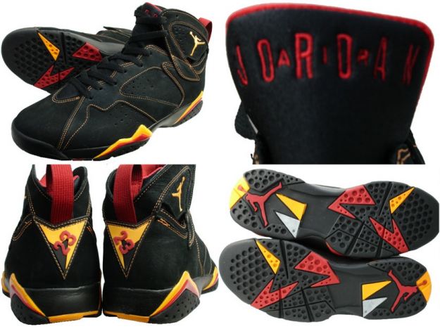 classic and popular air jordan 7 retro black citrus varsity red shoes