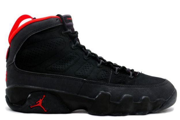 claasic air jordan 9 original black dark charcoal true red shoes