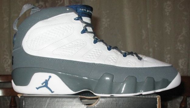 classic air jordan 9 retro white french blue flint grey shoes