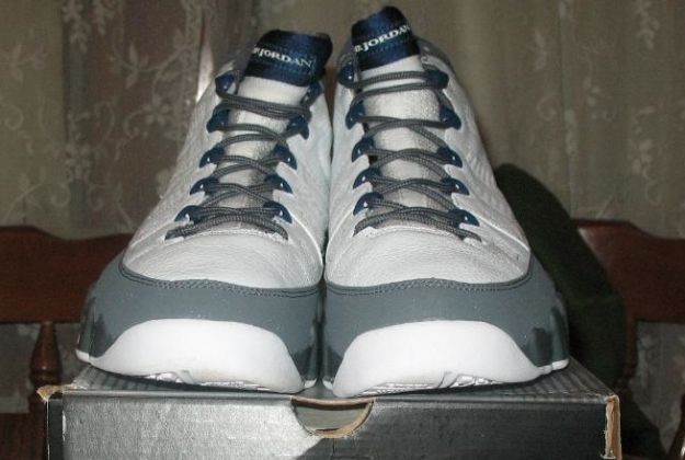 classic air jordan 9 retro white french blue flint grey shoes