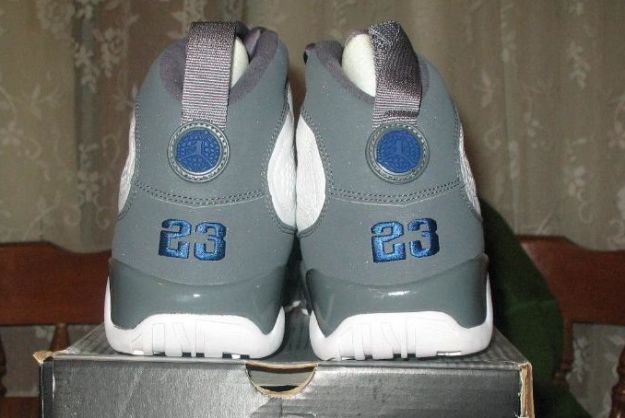 classic air jordan 9 retro white french blue flint grey shoes - Click Image to Close