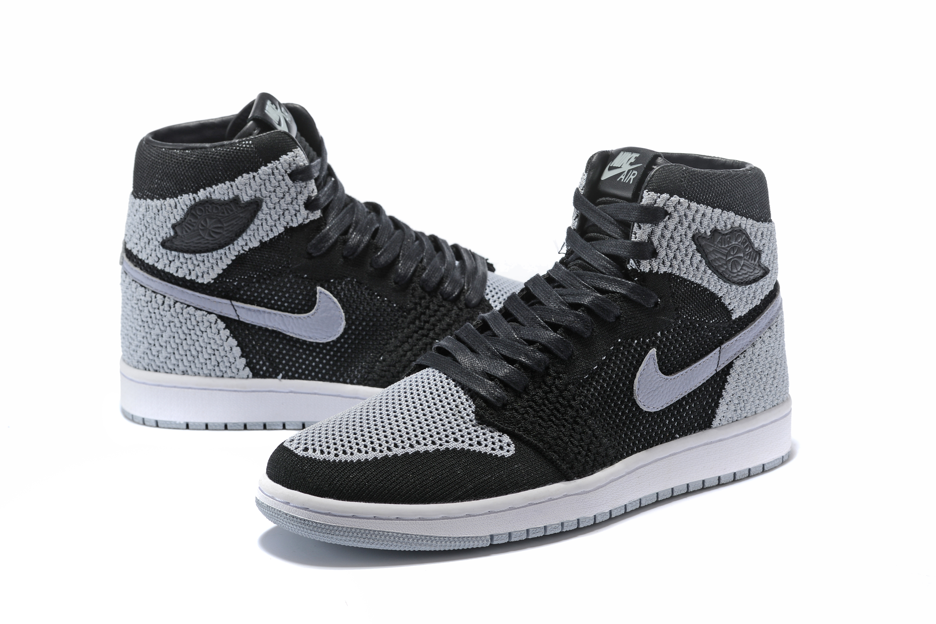 mens air jordan 1 flyknit shadow black medium grey white