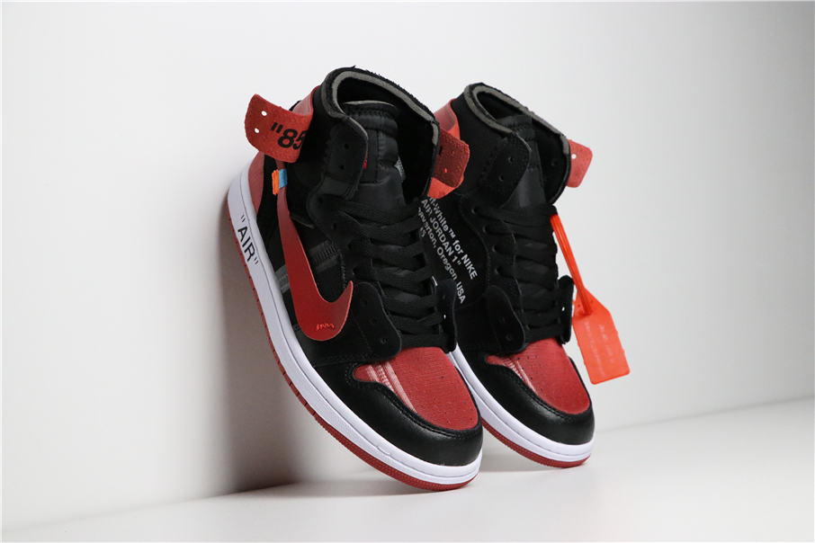 off white x air jordan 1 banned black university red white - Click Image to Close