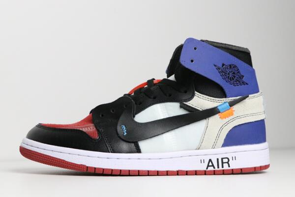 off white x air jordan 1 black white varsity royal varsity red shoes