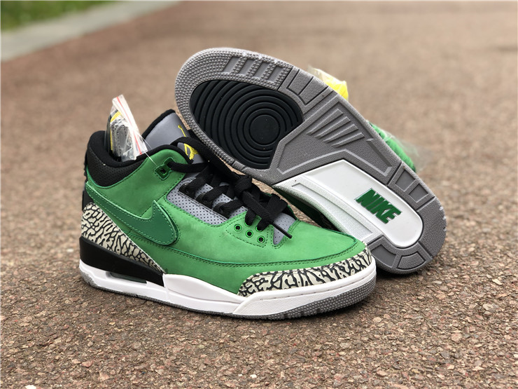 oregon ducks New Air jordan 3 retro tinker pe green suede shoes