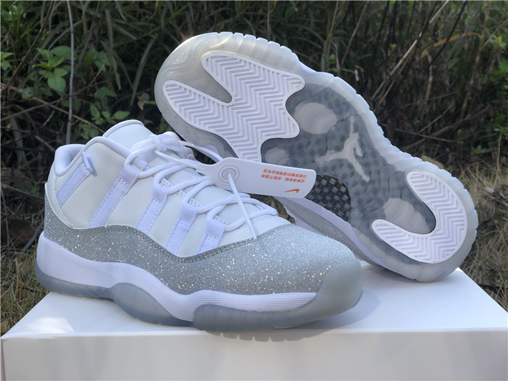 wmns New Air jordan 11 retro low white metallic silver shoes